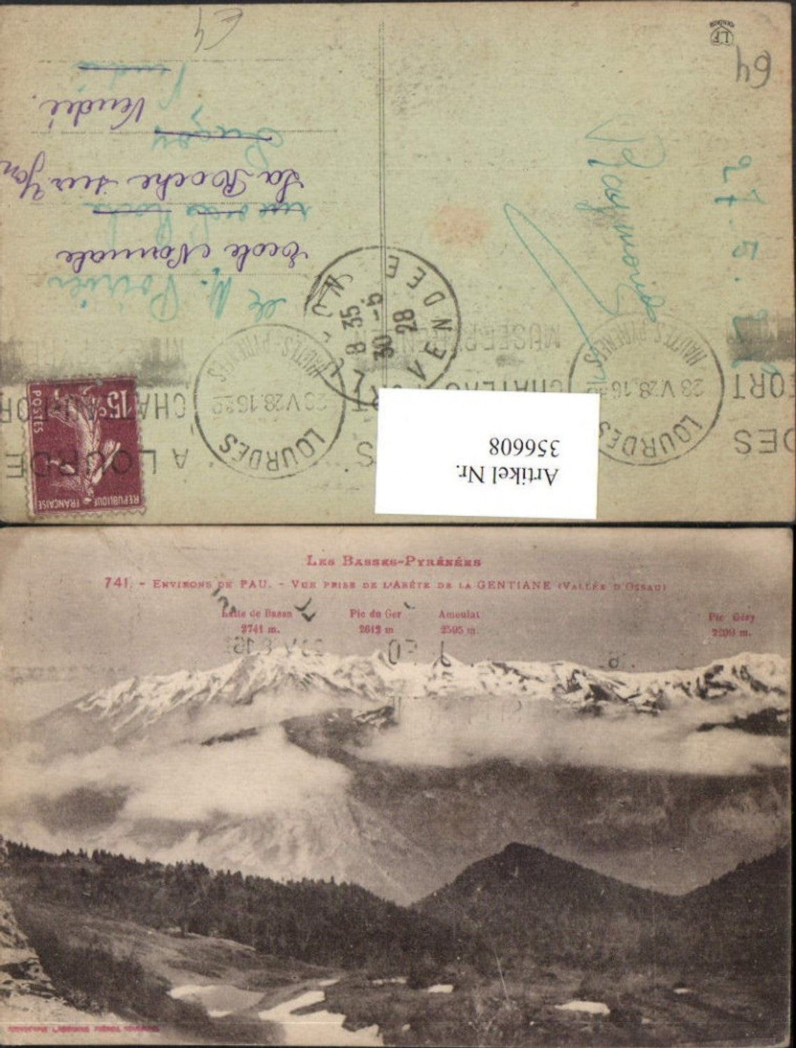 356608,Aquitaine Pyrenees-Atlantiques Pau Vue prize de Arete de la Gentiane mountain backdrop