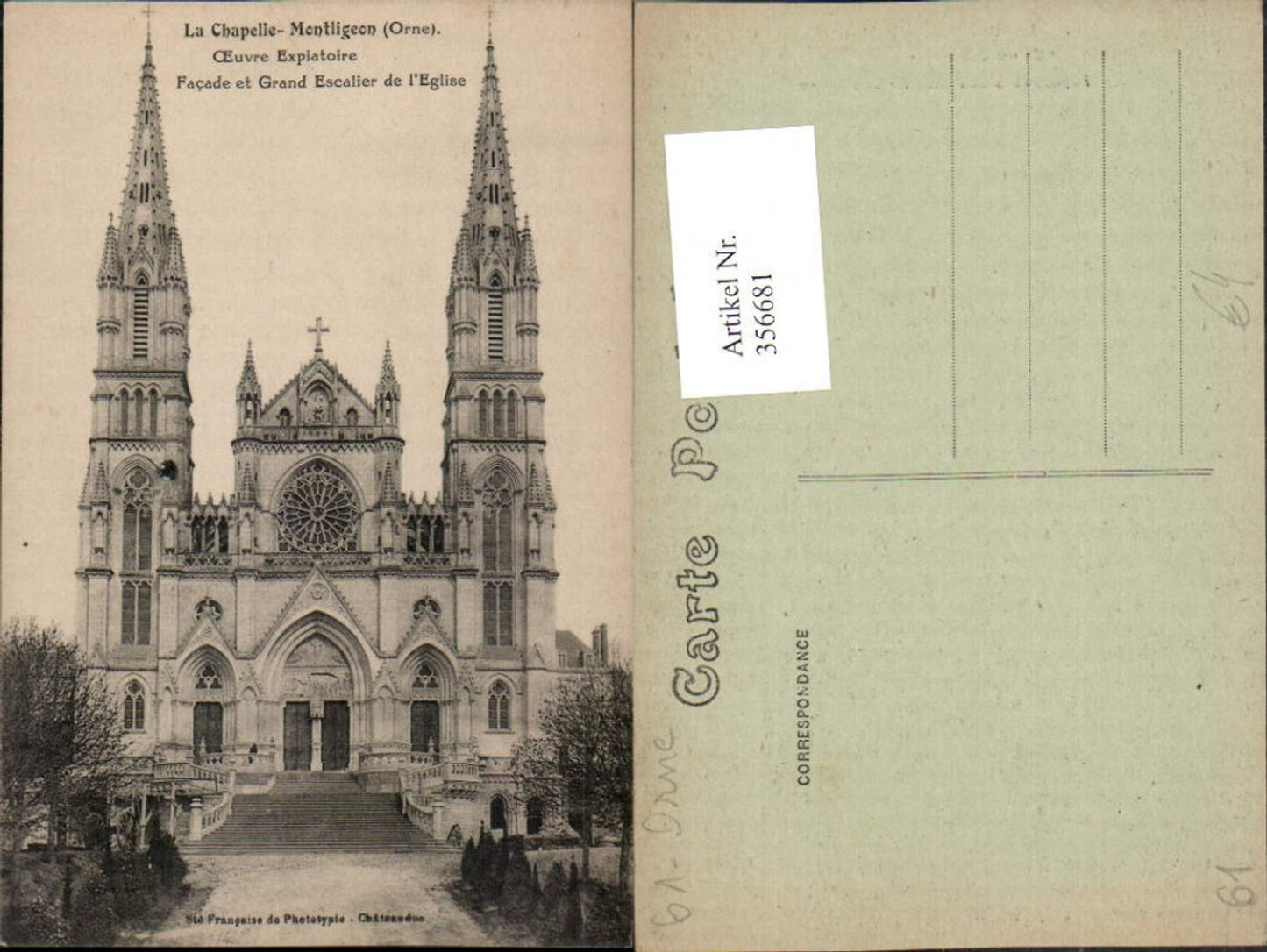 356681,Basse-Normandie Orne La Chapelle-Montligeon Grand Escalier de l'Eglise Kirche
