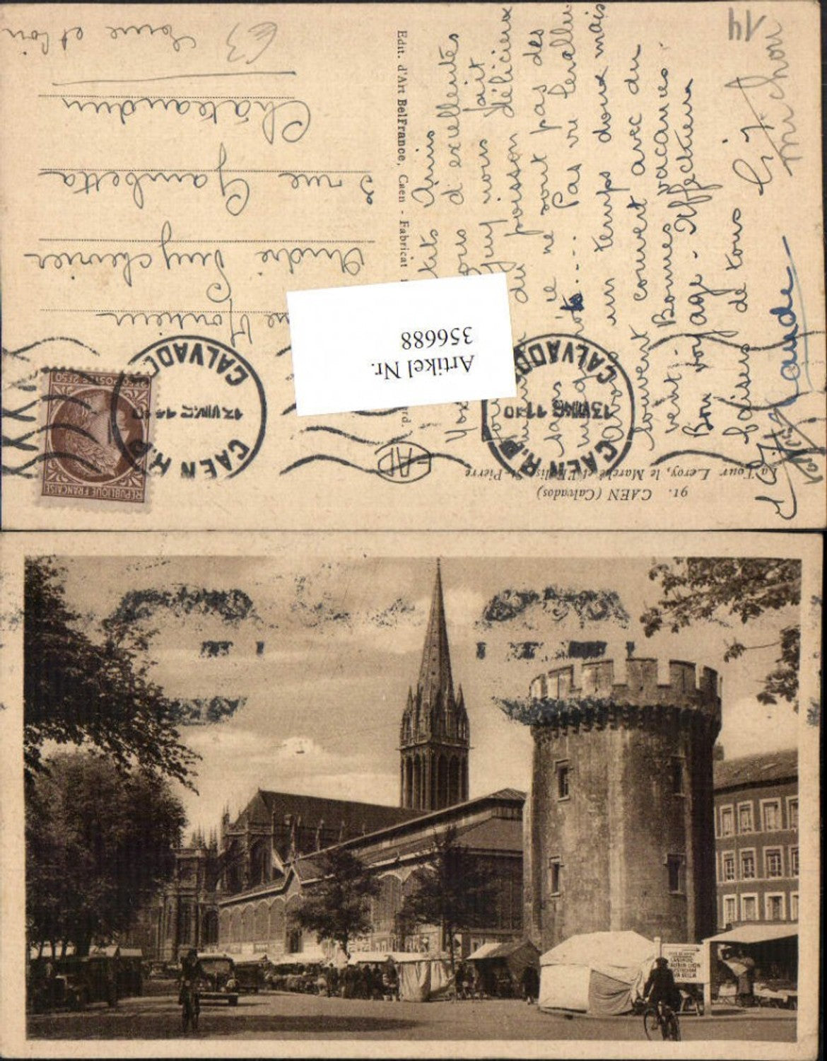 356688,Basse-Normandie Calvados Caen La Tour Leroy le Marche et l'Eglise St-Pierre Kirche
