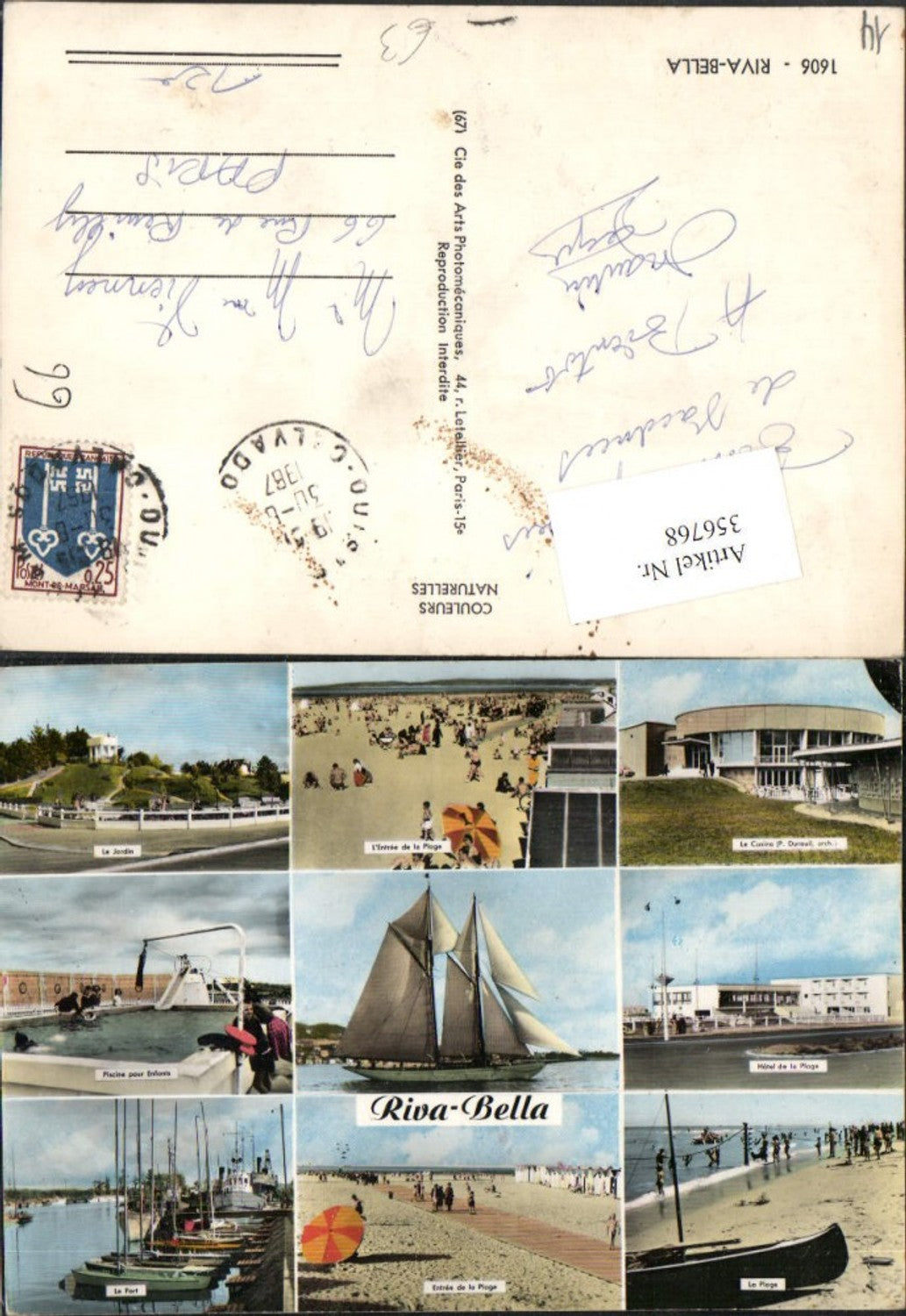 356768,Basse-Normandie Calvados Riva-Bella Plage Casino Port Strand Segelboot Mehrbildkarte