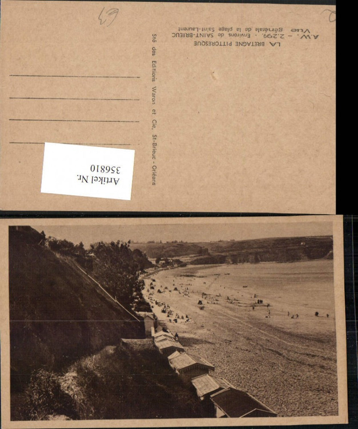 356810,Bretagne Cote-Amor Saint-Brieuc Vue generale de la plage Saint-Laurent Strand
