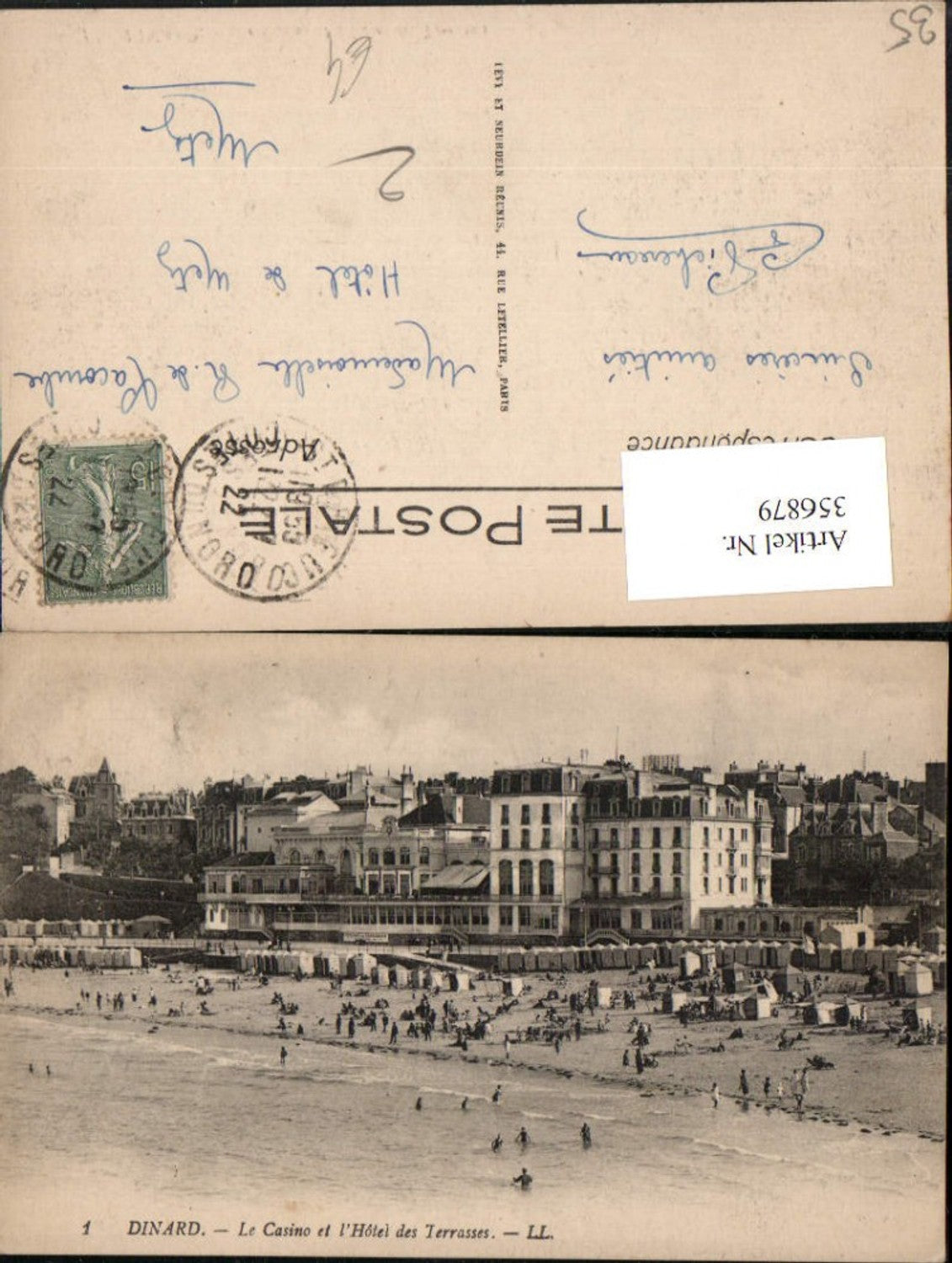 356879,Bretagne Ille-et-Vilaine Dinard Le Casino et l'Hotel des Terrasses Strand