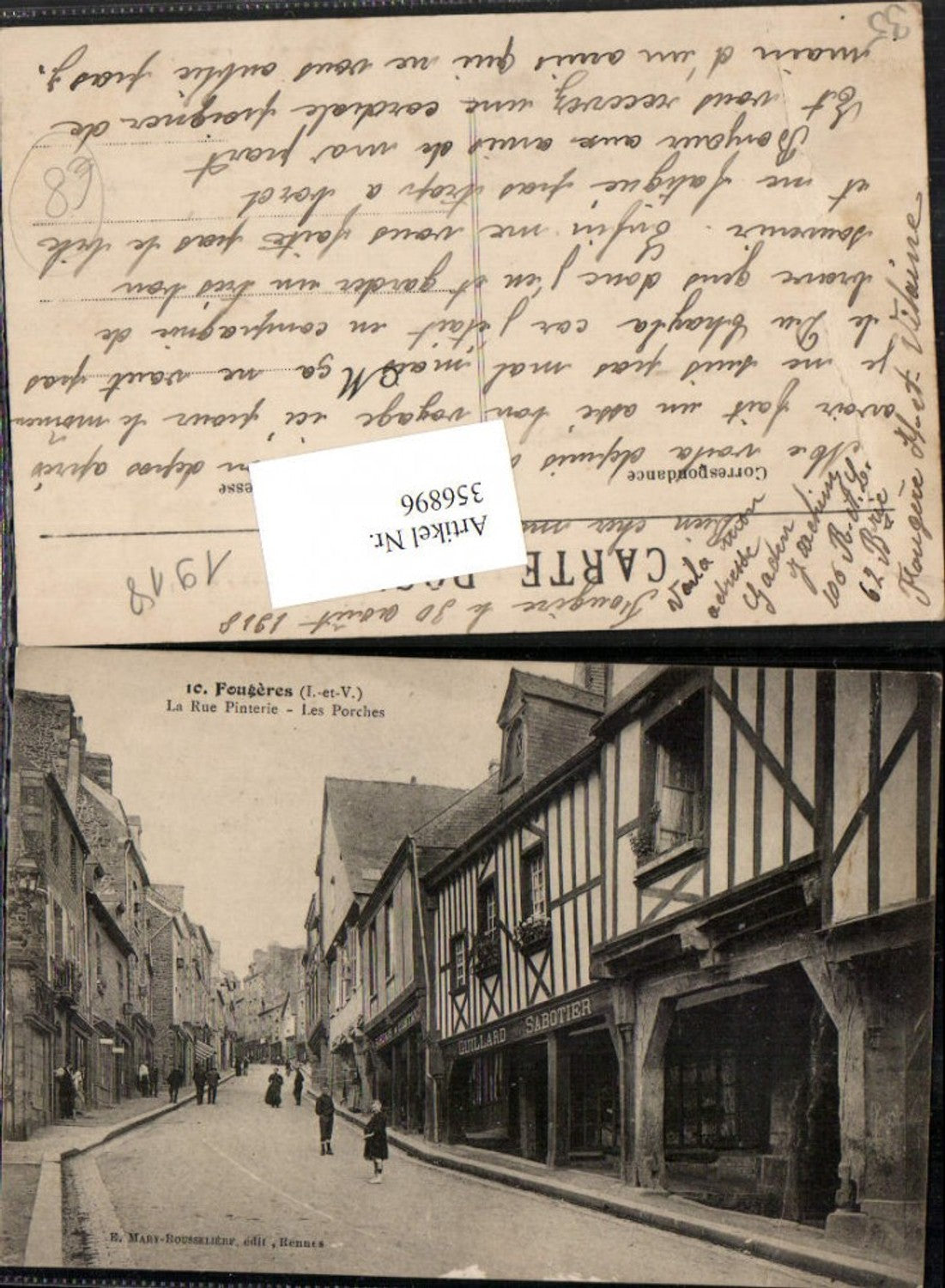 356896,Bretagne Ille-et-Vilaine Fougeres La Rue Pinterie Les Porches Straßenansicht