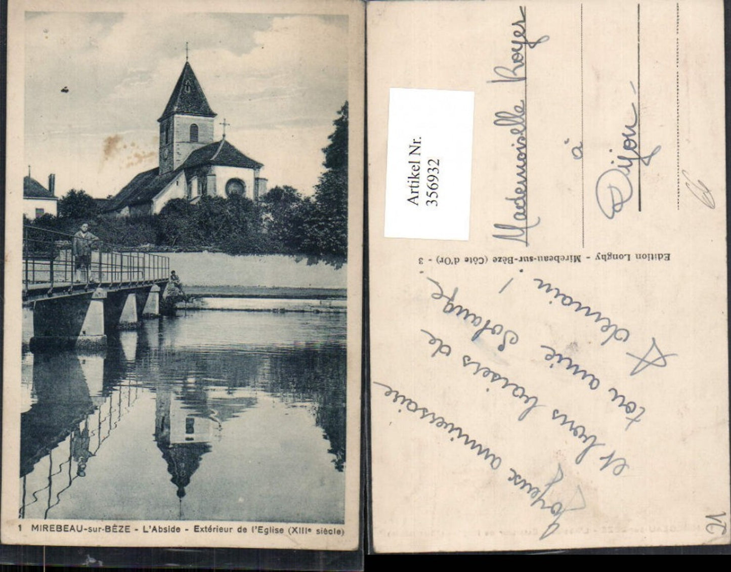 356932,Burgund Cote-Or Mirebeau-sur-Beze Exterieur de l'Eglise Brücke Kirche