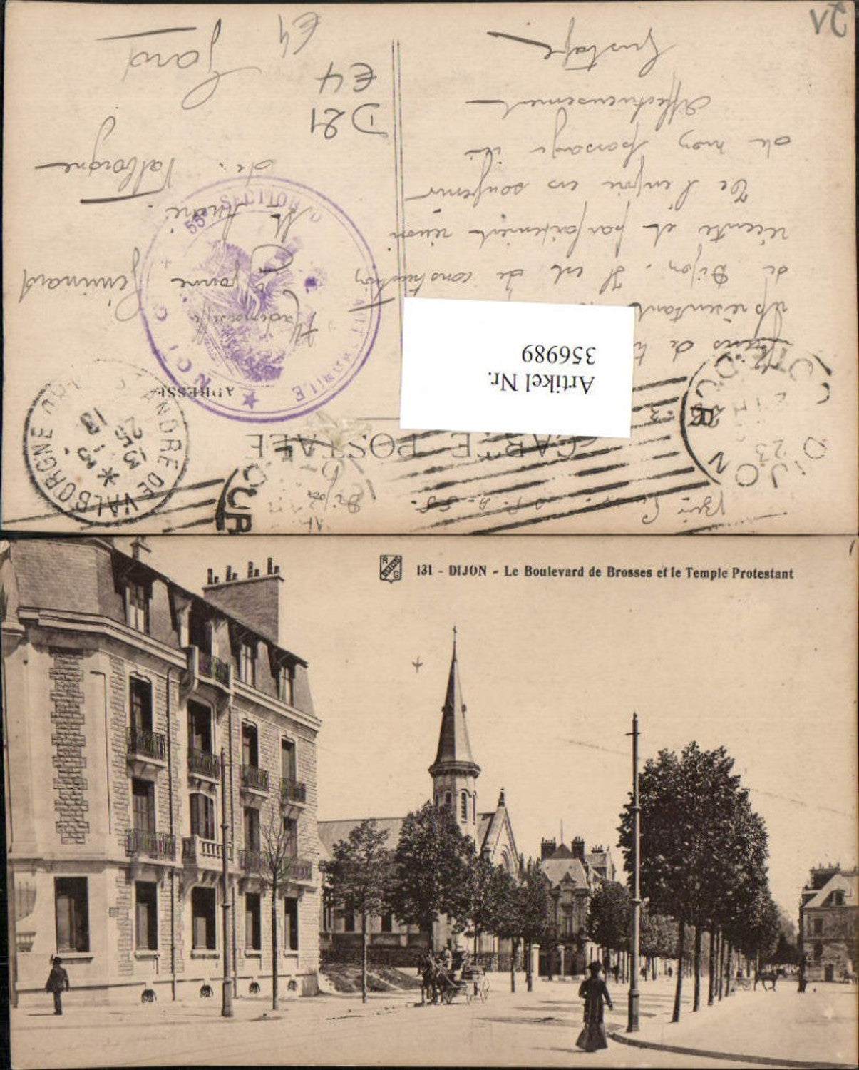 356989,Burgund Cote-Or Dijon Le Boulevard de Brosses et le Temple Protestant Straßenansicht