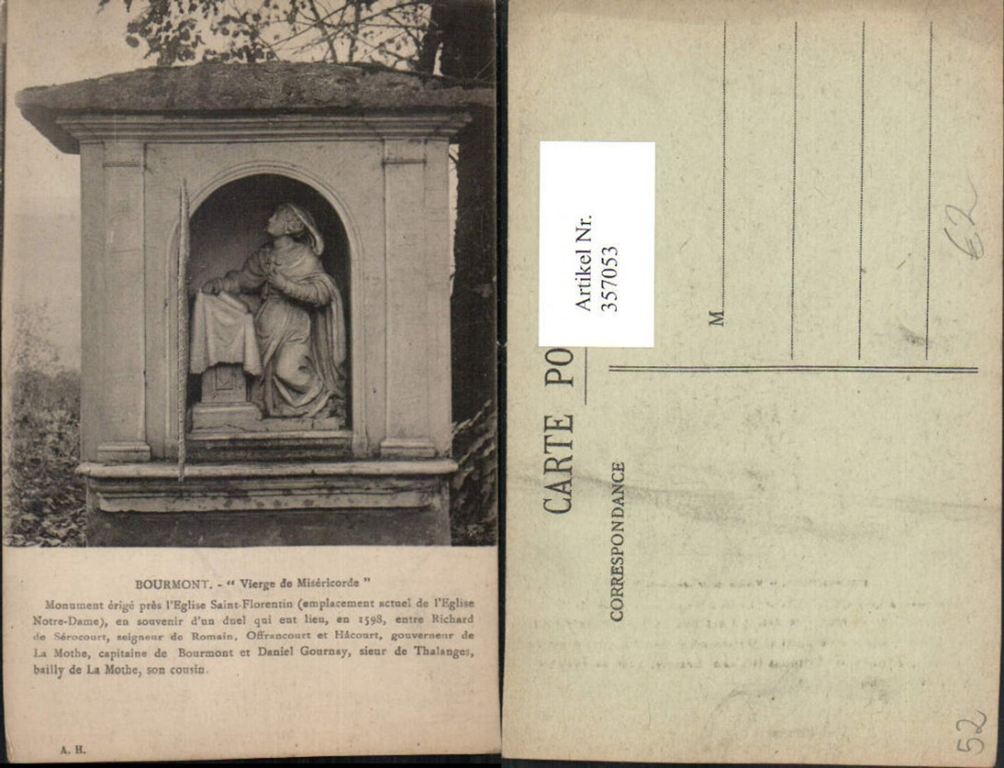 357053,Champagne-Ardenne Haute-Marne Bourmont Vierge de Misericorde Statue