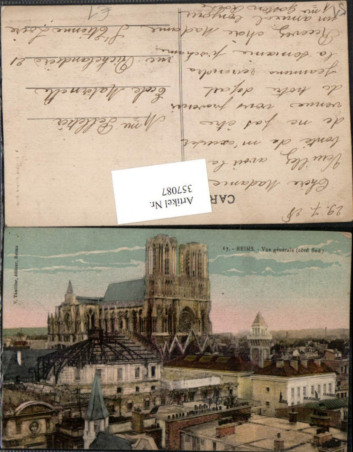357087,Champagne-Ardenne Marne Reims Vue generale Teilansicht Kirche