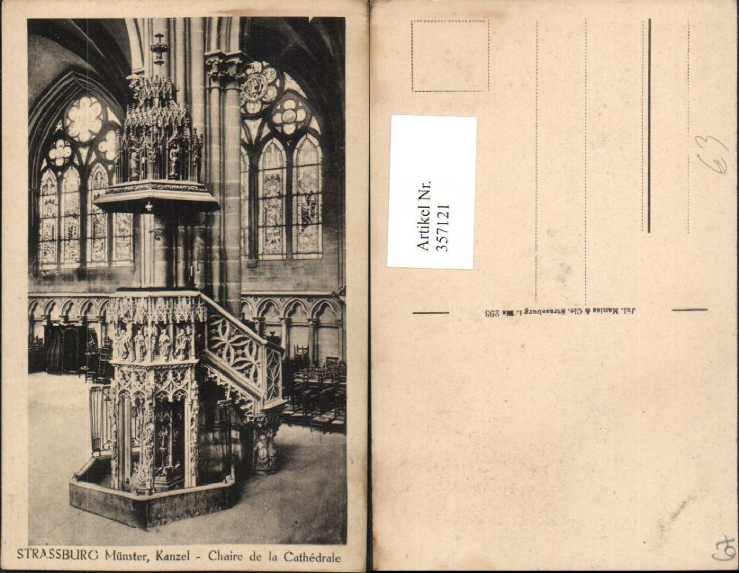 357121,Elsass Bas-Rhin Strasbourg Straßburg Chaire de la Cathedrale Kirche Kanzel