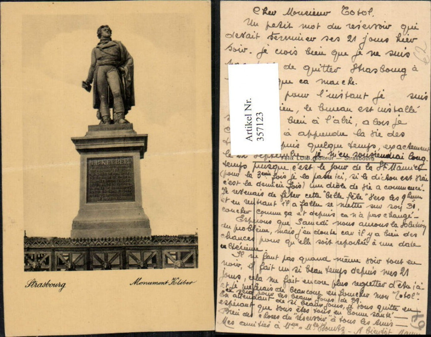 357123,Elsass Bas-Rhin Strasbourg Straßburg Monument Kleber Denkmal