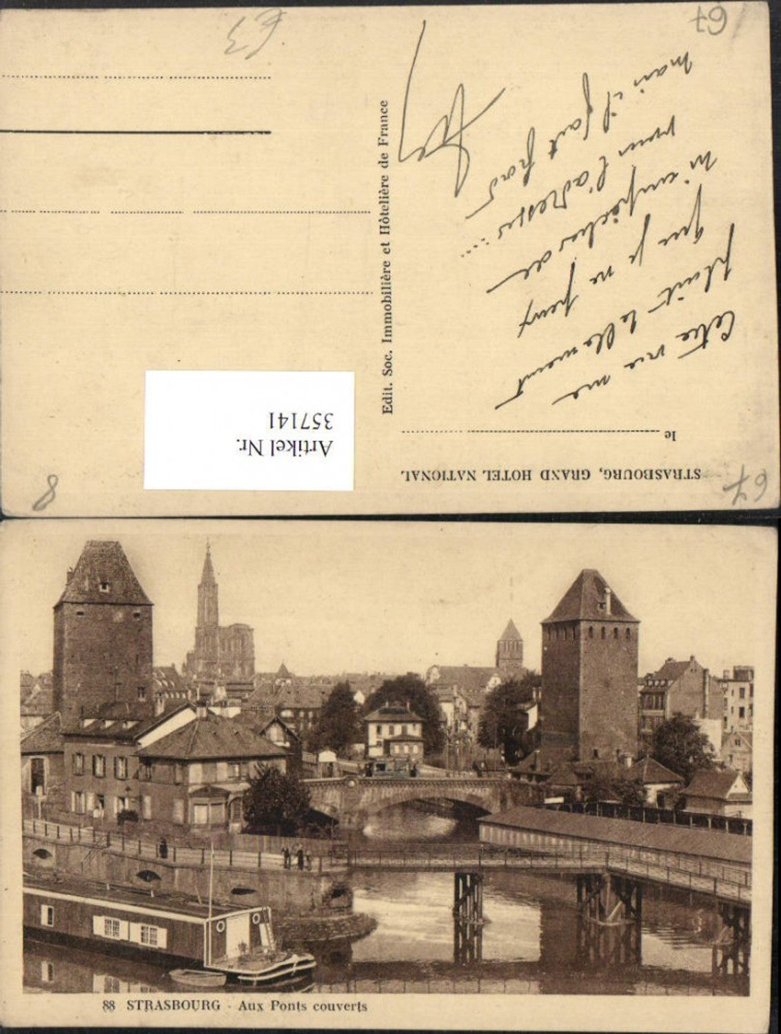 357141,Elsass Bas-Rhin Strasbourg Straßburg Aux Ponts couverts Brücken