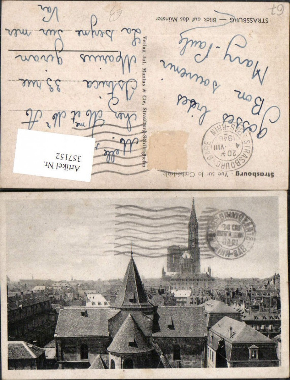 357152,Elsass Bas-Rhin Strasbourg Straßburg Vue sur la Cathedrale Teilansicht