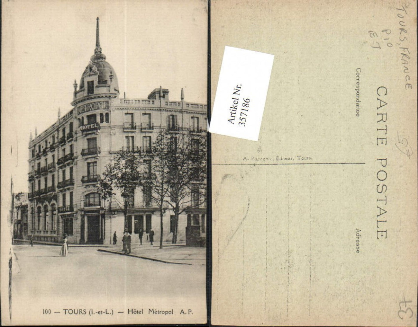 357186,Centre Indre-et-Loire Tours Hotel Metropol Straßenansicht