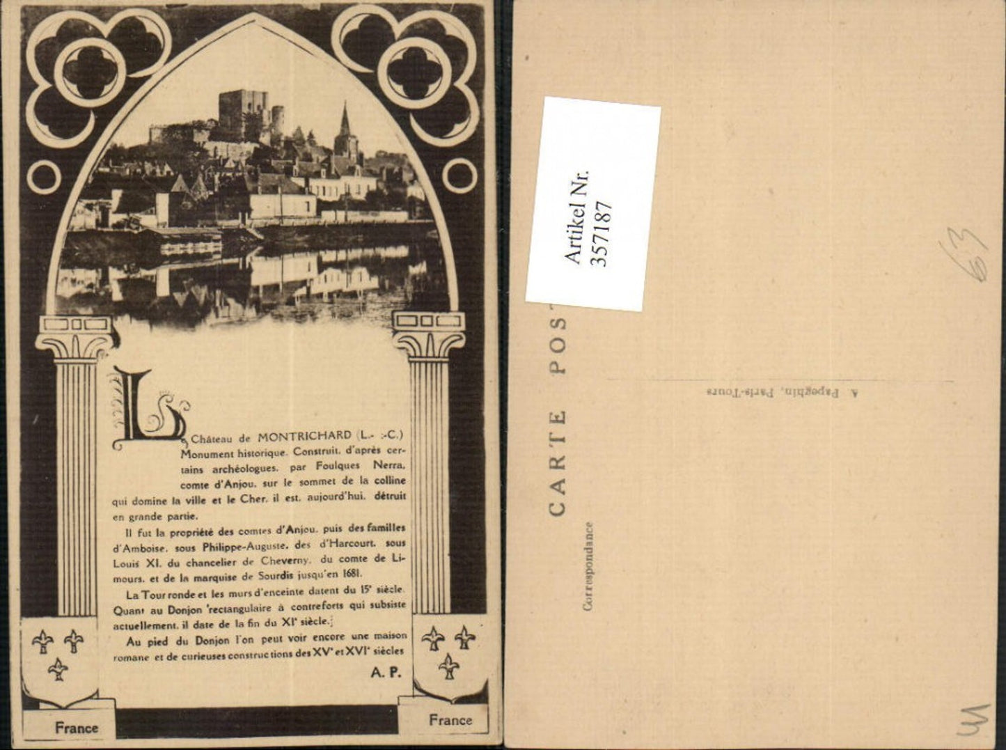 357187,Centre Loire-et-Cher Montrichard Chateau Teilansicht m. Schloss Text