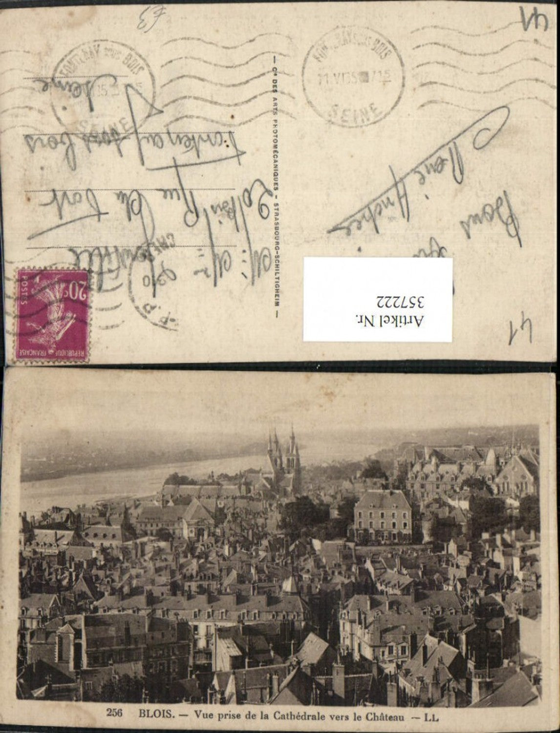 357222,Centre Loire-et-Cher Blois Vue prise de la Cathedrale vers le Chateau Teilansicht