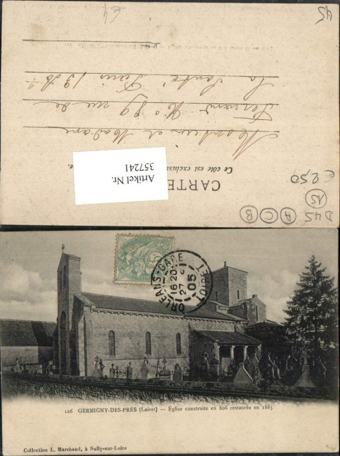 357241,Centre Loiret Germigny-des-pres Eglise Kirche Friedhof