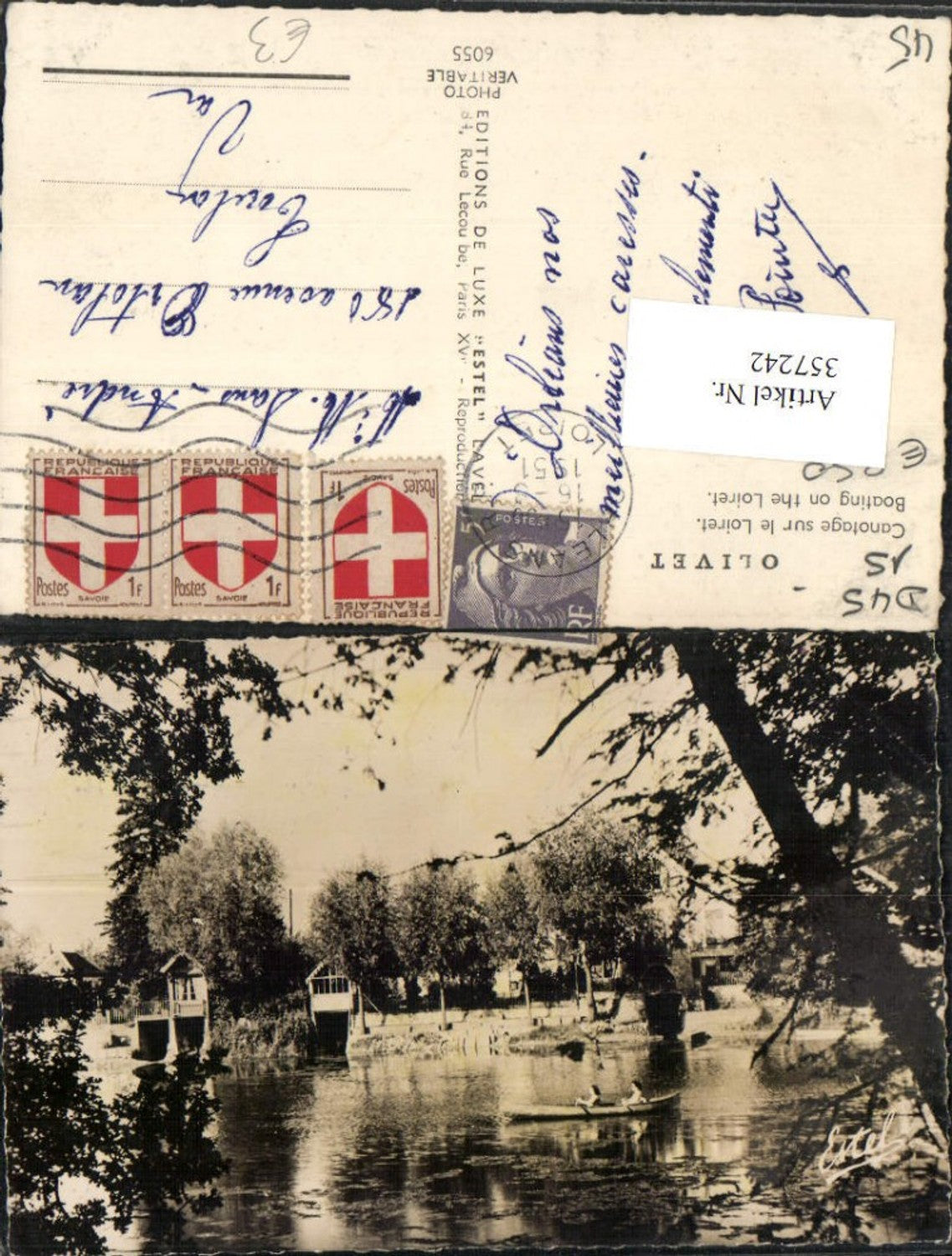 357242,Centre Loiret Olivet Canotage sur le Loiret Fluss Ruderboot