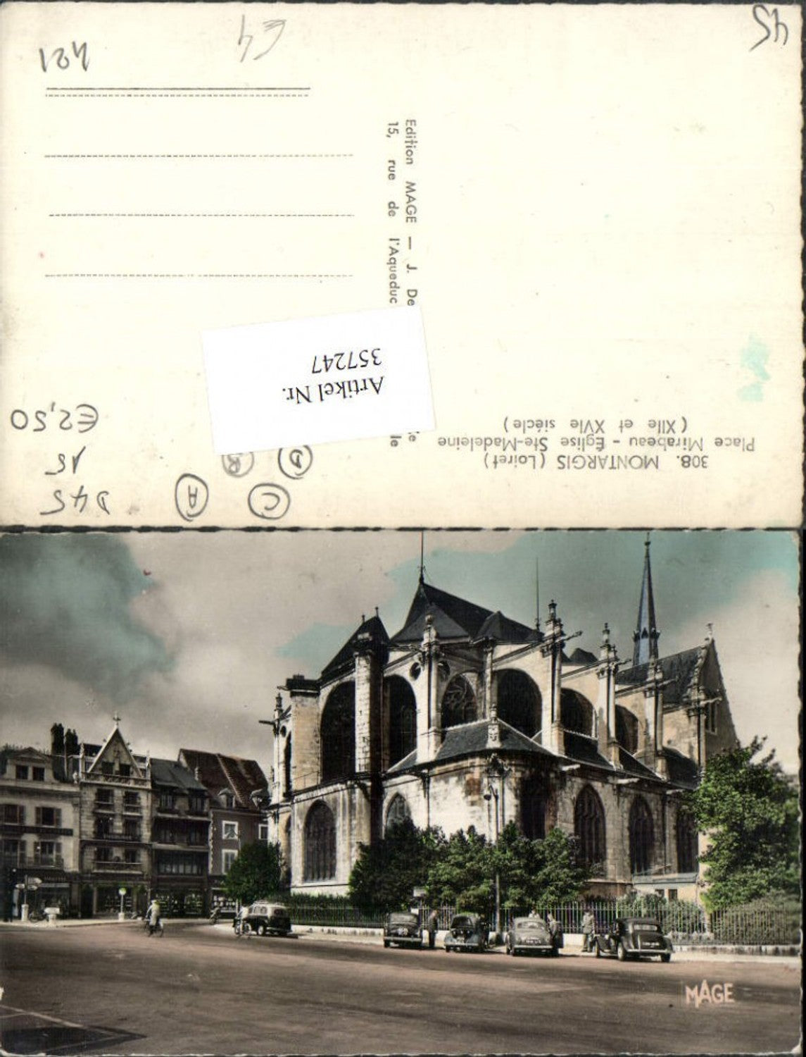 357247,Centre Loiret Montargis Place Mirabeau Eglise Ste-Madeleine Kirche