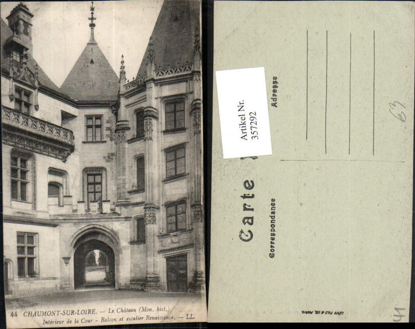 357292,Centre Loire-et-Cher Chaumont-sur-Loire Le Chateau Interieur de la Cour Schloss