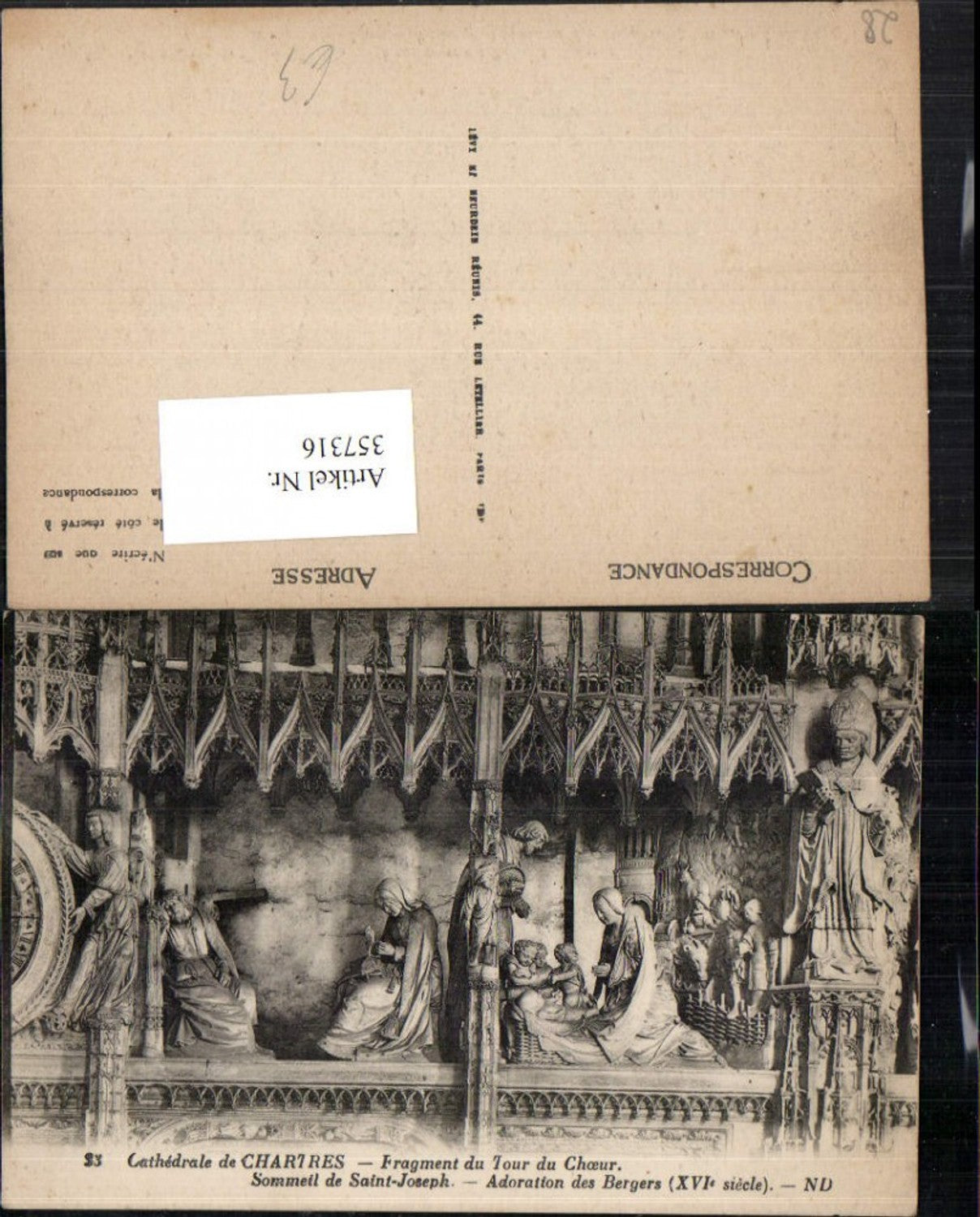 357316,Centre Eure-et-Loir Chartres Cathedrale Fragment du Tour du Choeur Figuren