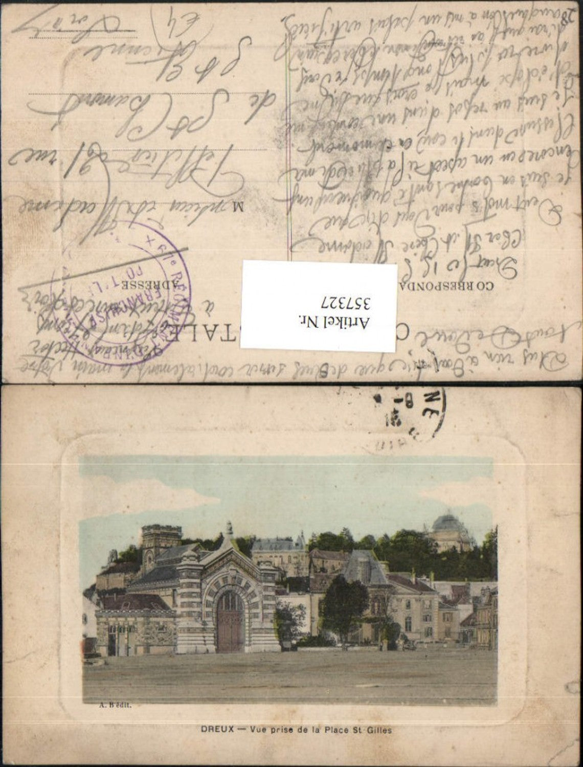357327,Centre Eure-et-Loir Dreux Vue prise de la Place St-Gilles Platz