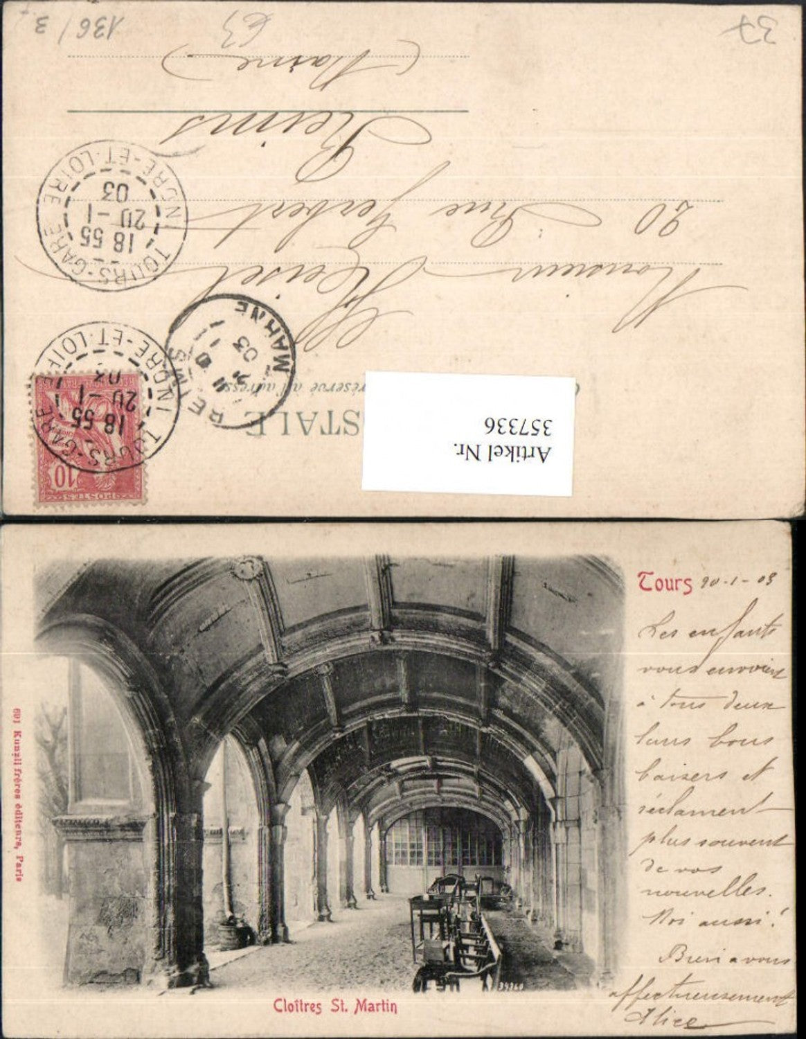357336,Centre Indre-et-Loire Tours Cloitres St. Martin Kloster Gang Arkaden