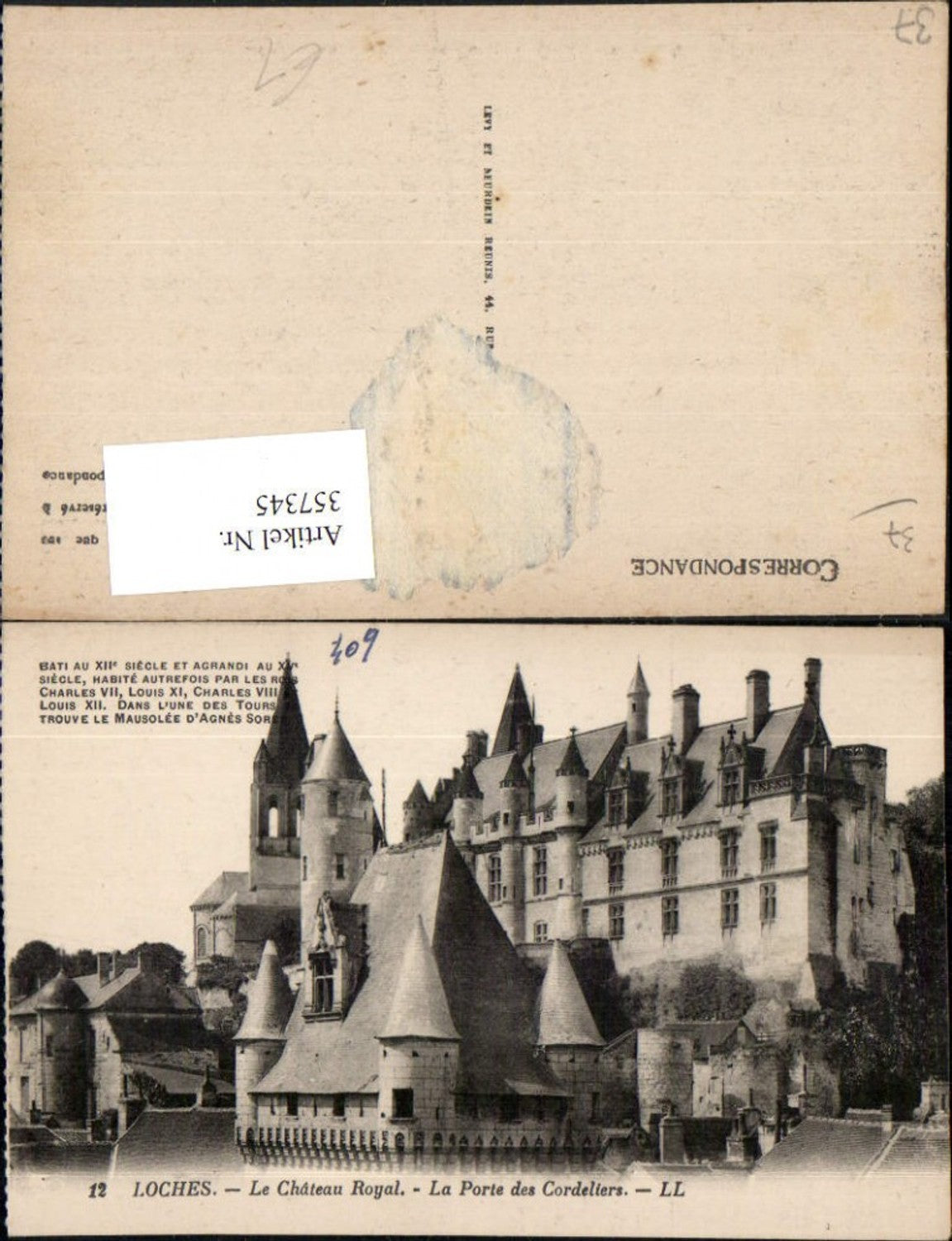 357345,Centre Indre-et-Loire Loches Le Chateau Royal La Porte des Cordeliers Schloss