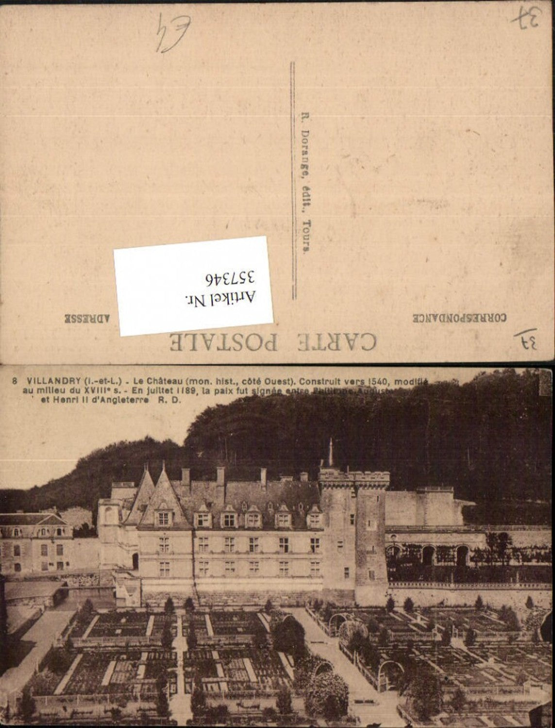 357346,Centre Indre-et-Loire Villandry Le Chateau Schloss m. Garten