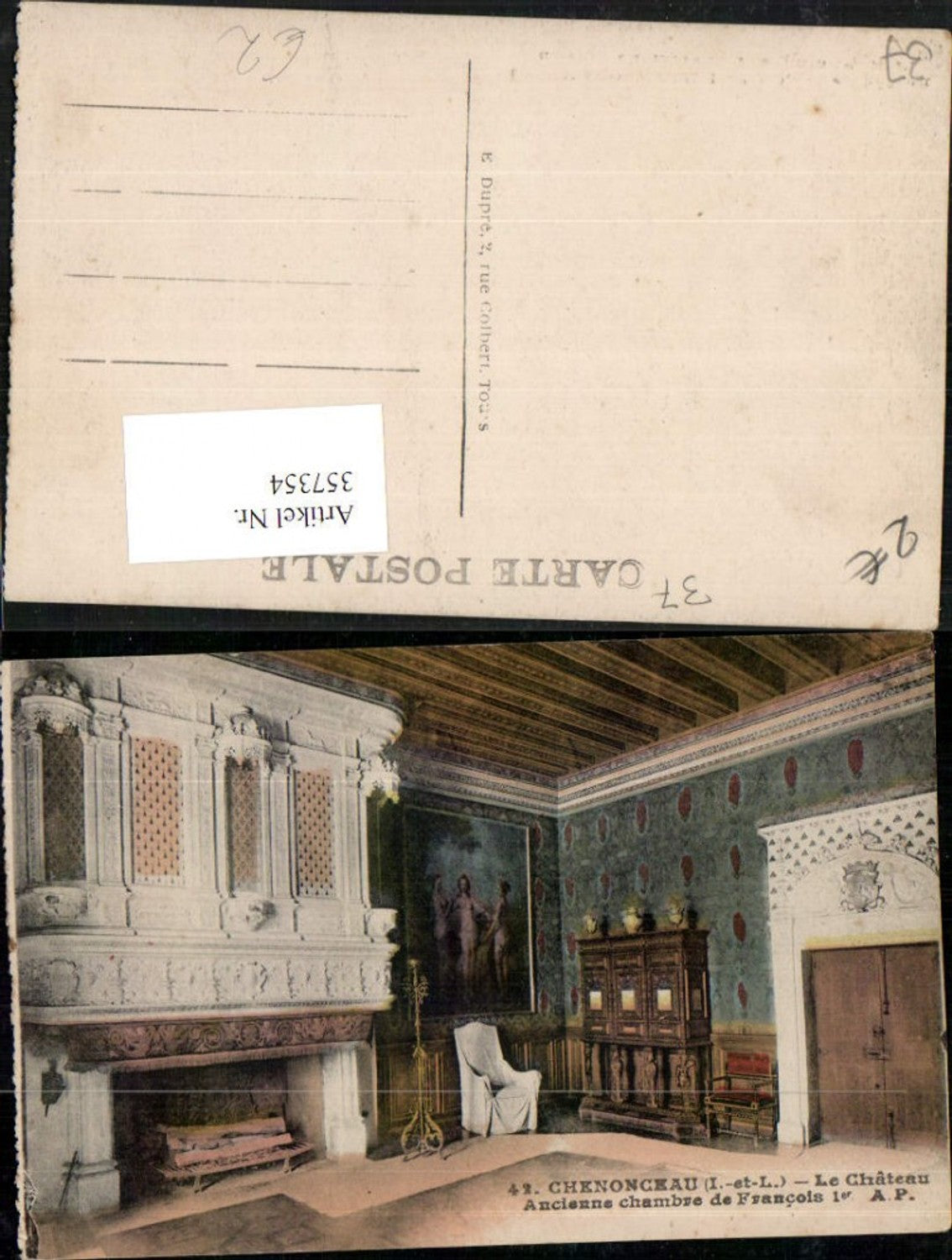 357354,Centre Indre-et-Loire Chenonceau Le Chateau Ancienne chambre de Francois Schloss