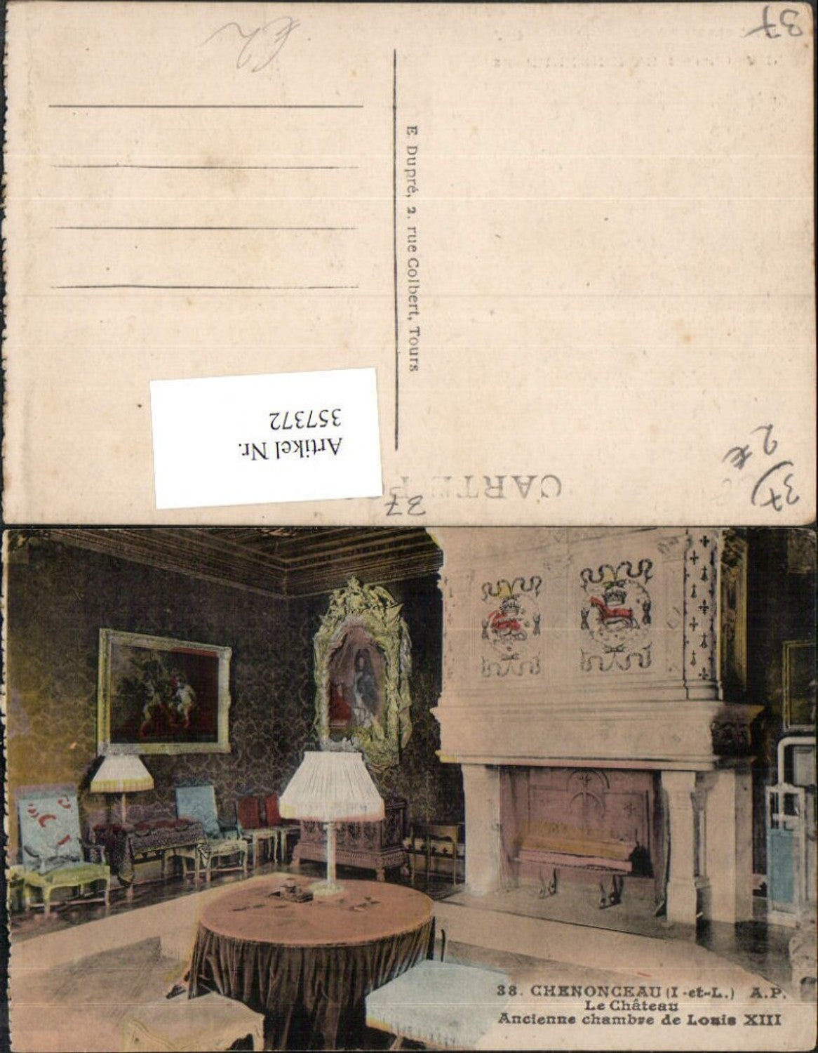 357372,Centre Indre-et-Loire Chenonceau Le Chateau Chambre Louis XIII Schloss Zimmer