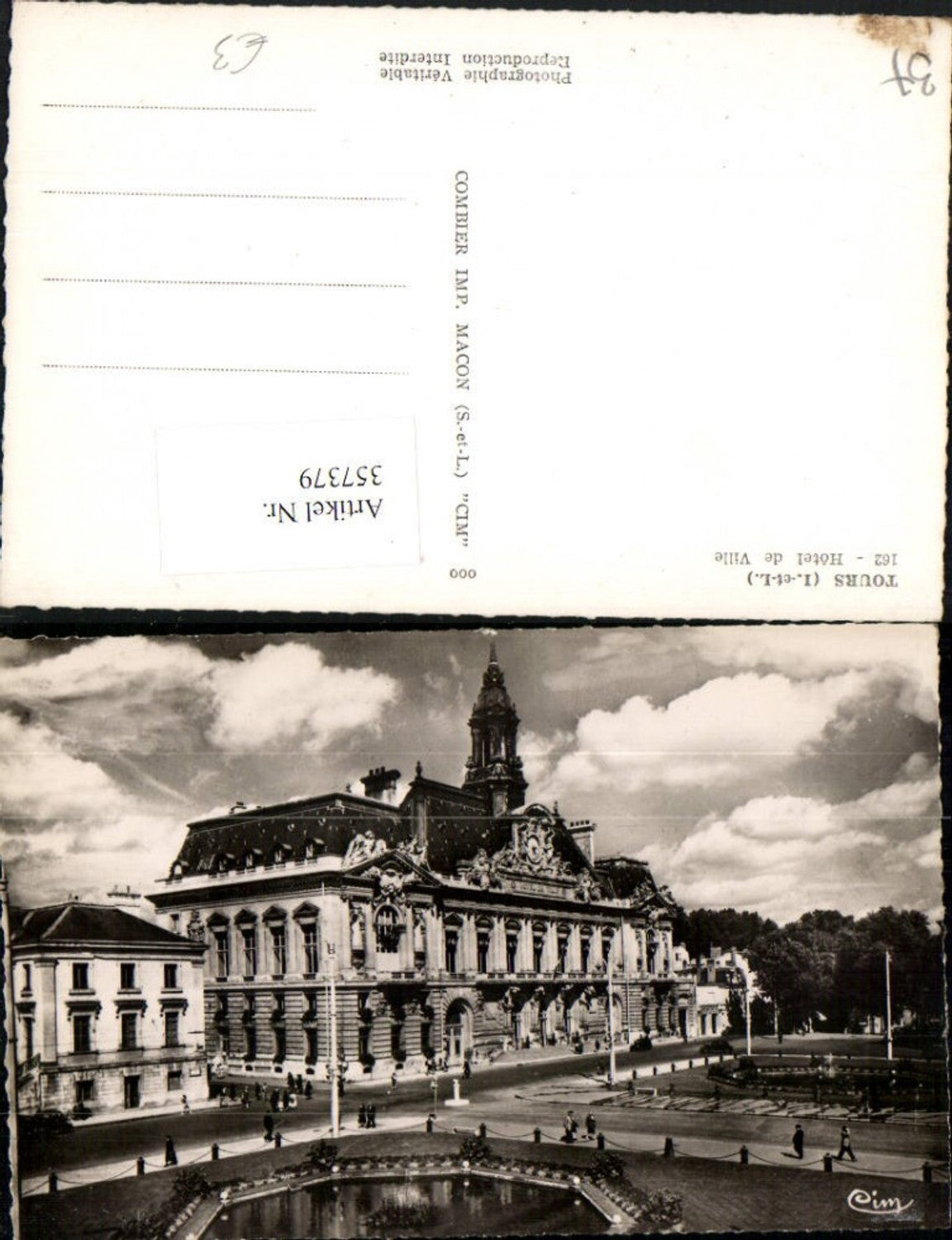 357379,Centre Indre-et-Loire Tours Hotel de Ville Rathaus