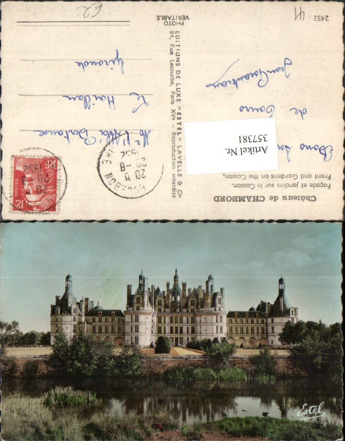 357381,Centre Loire-et-Cher Chateau de Chambord et Jardins sur le Cosson Schloss