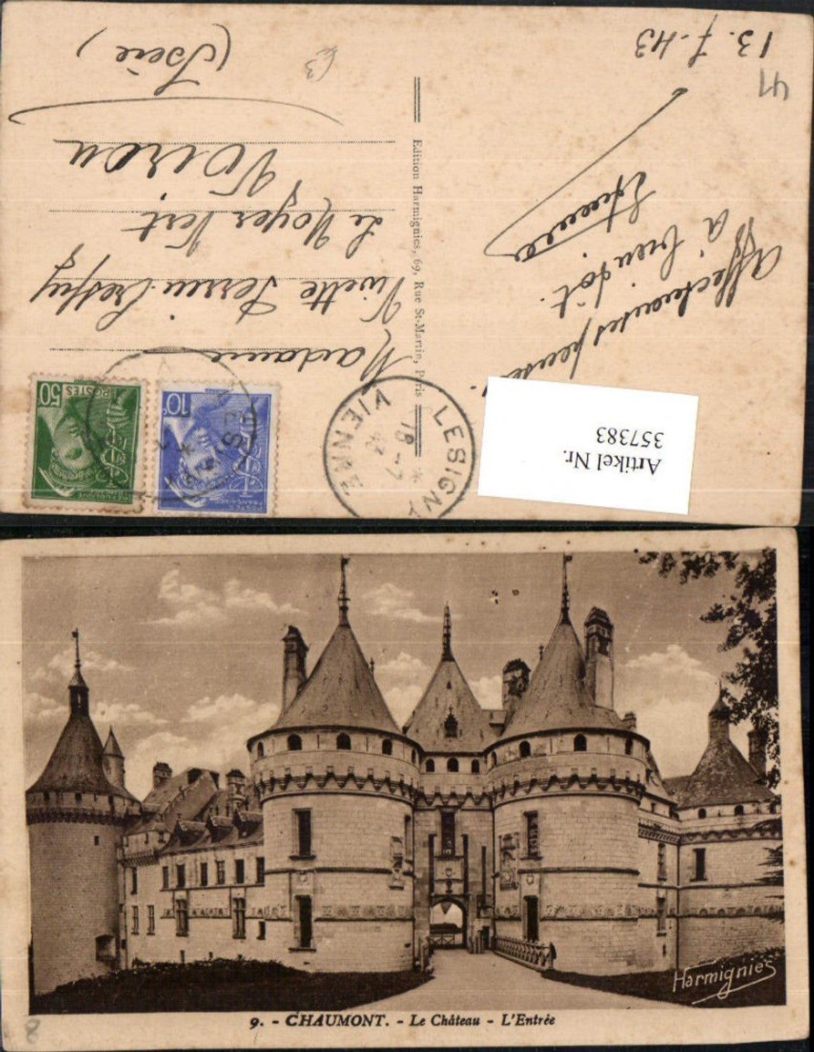 357383,Centre Loire-et-Cher Chaumont Le Chateau Entree Schloss Eingang
