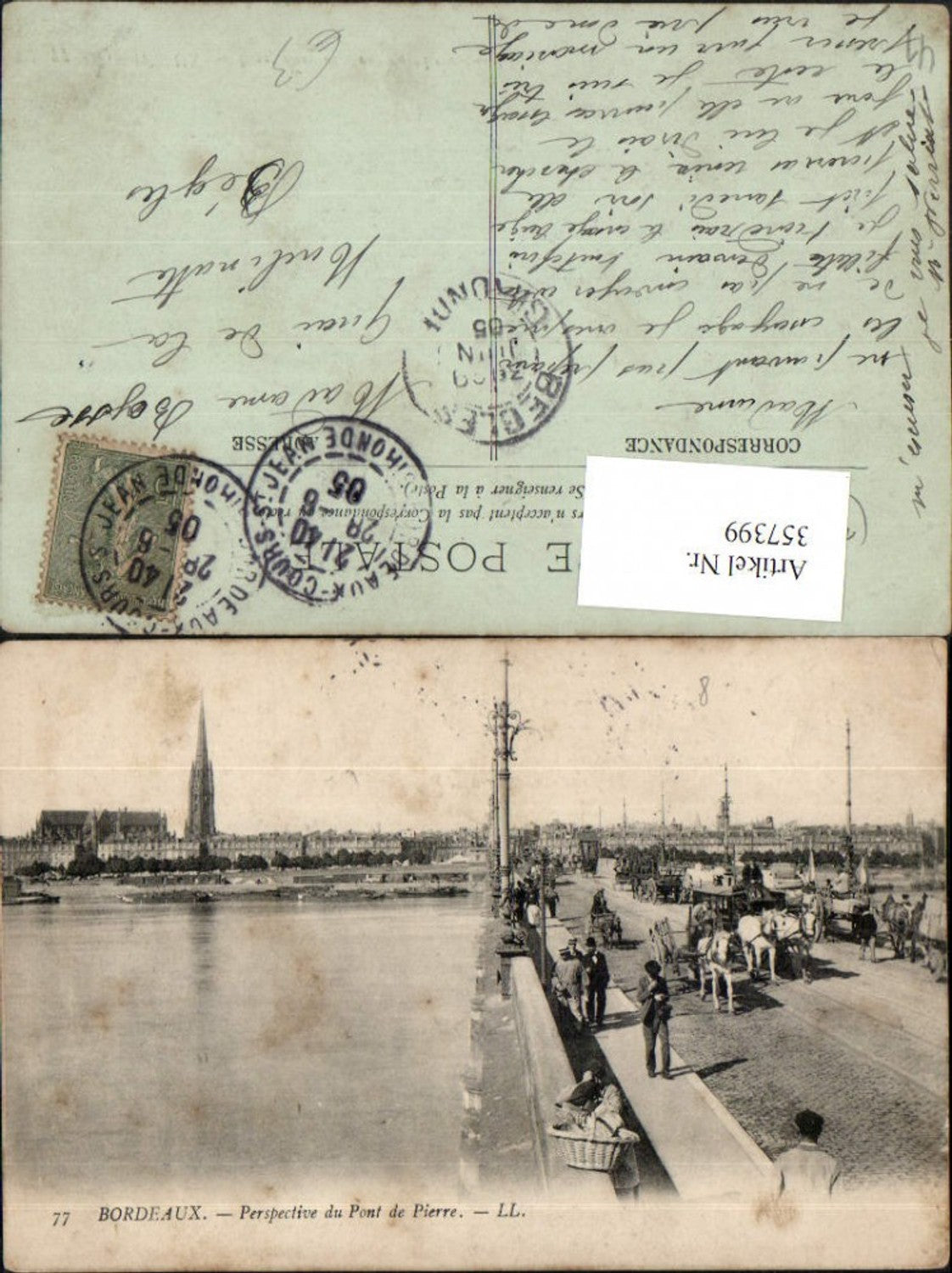 357399,Centre Loire-et-Cher Bordeaux Perspective du Pont de Pierre Brücke