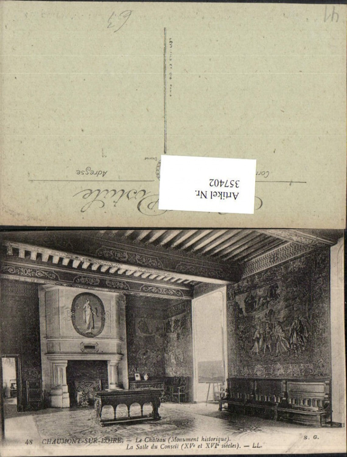 357402,Centre Loire-et-Cher Chaumont-sur-Loire Le Chateau Schloss Salle du Conseil