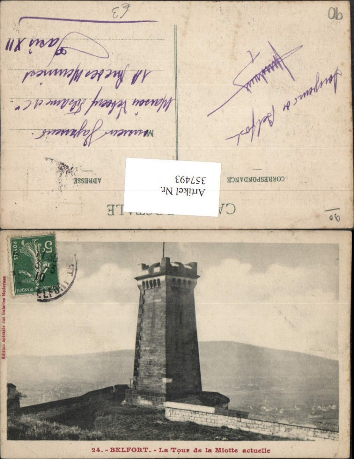 357493,Franche-Comte Territoire-de-Belfort Belfort La Tour de la Motte acutelle Turm