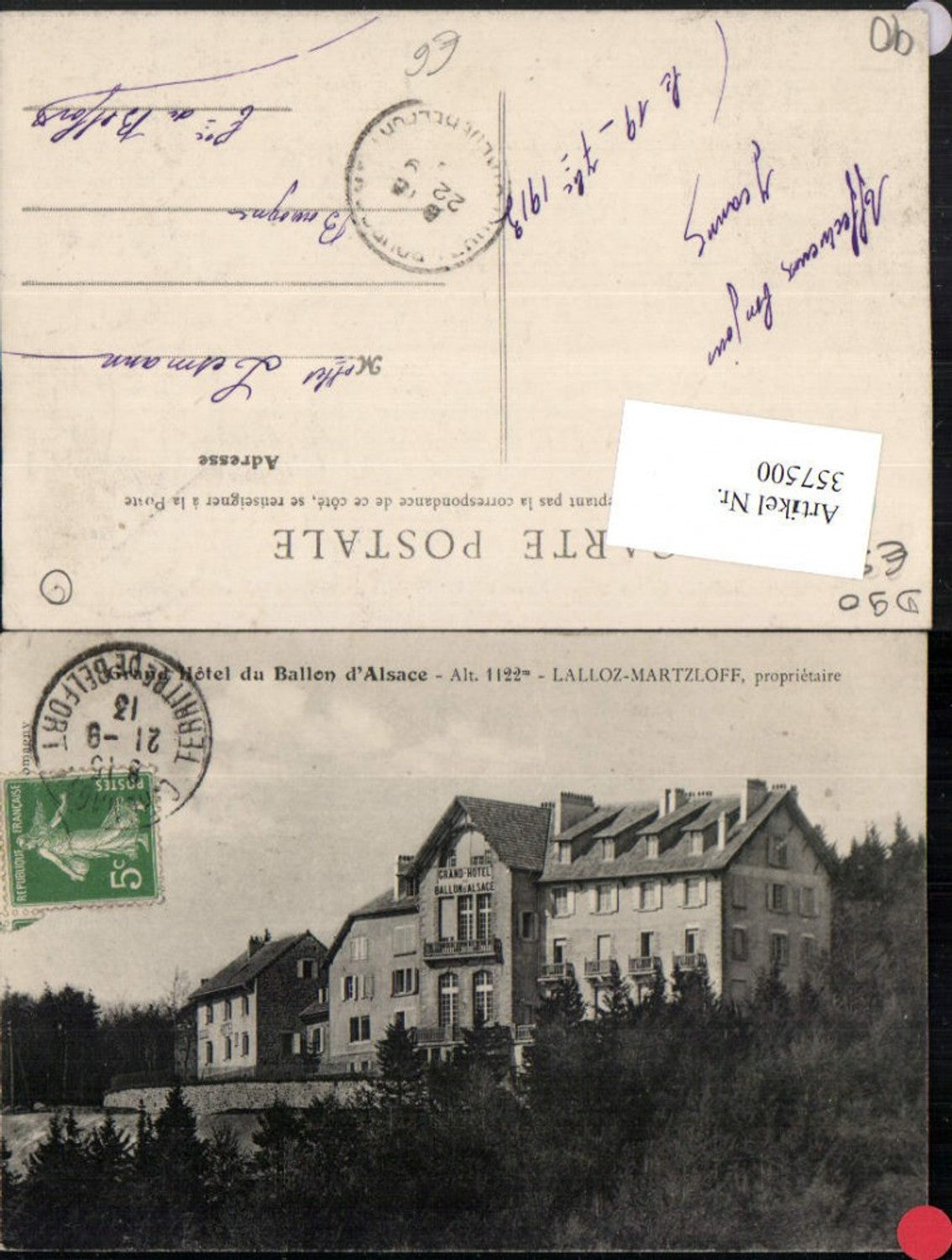 357500,Franche-Comte Territoire-de-Belfort Lalloz-Martzloff Grand Hotel du Ballon Alsace