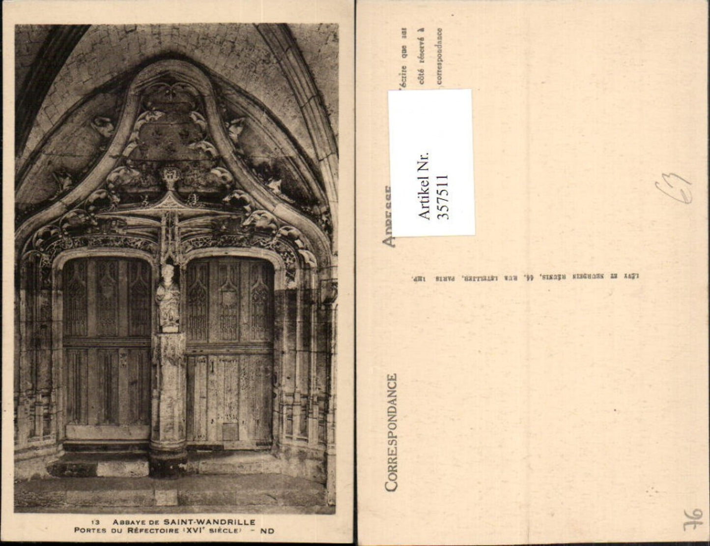 357511,Haute-Normandie Seine-Maritime Abbaye de Saint-Wandrille Portes Refectoire Portale