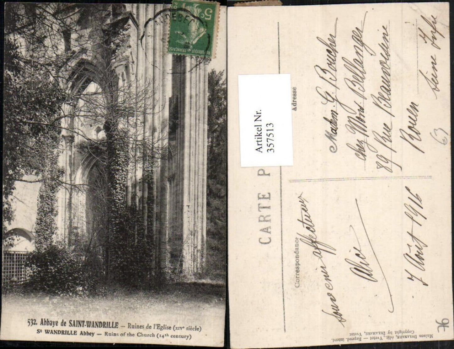 357513,Haute-Normandie Seine-Maritime Abbaye de Saint-Wandrille Ruines de l'Eglise Kirche