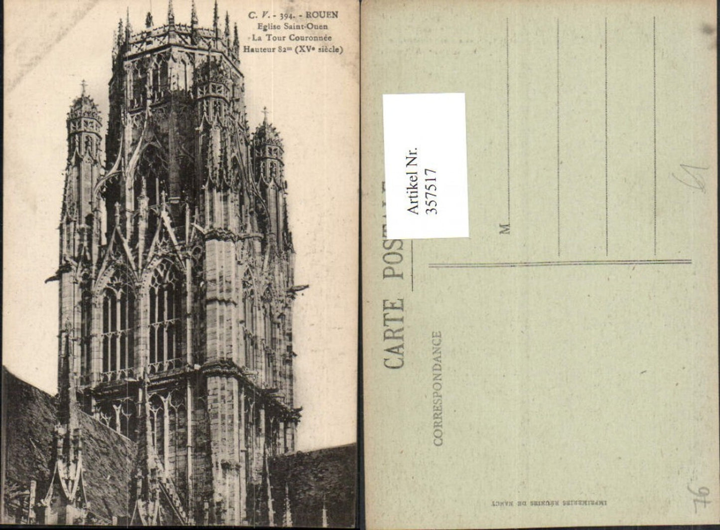 357517,Haute-Normandie Seine-Maritime Rouen Eglise Saint-Ouen tour Couronnee Kirchenturm