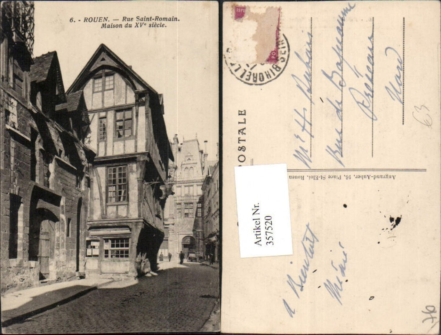 357520,Haute-Normandie Seine-Maritime Rouen Rue Saint-Romain Maison Straßenansicht