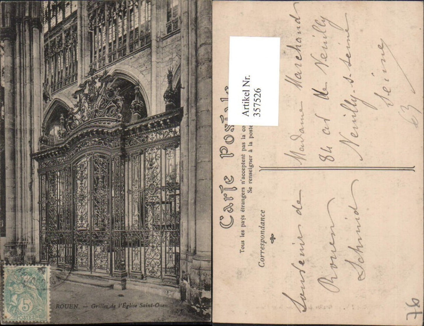 357526,Haute-Normandie Seine-Maritime Rouen Grilles de l'Eglise Saint-Ouen church gate