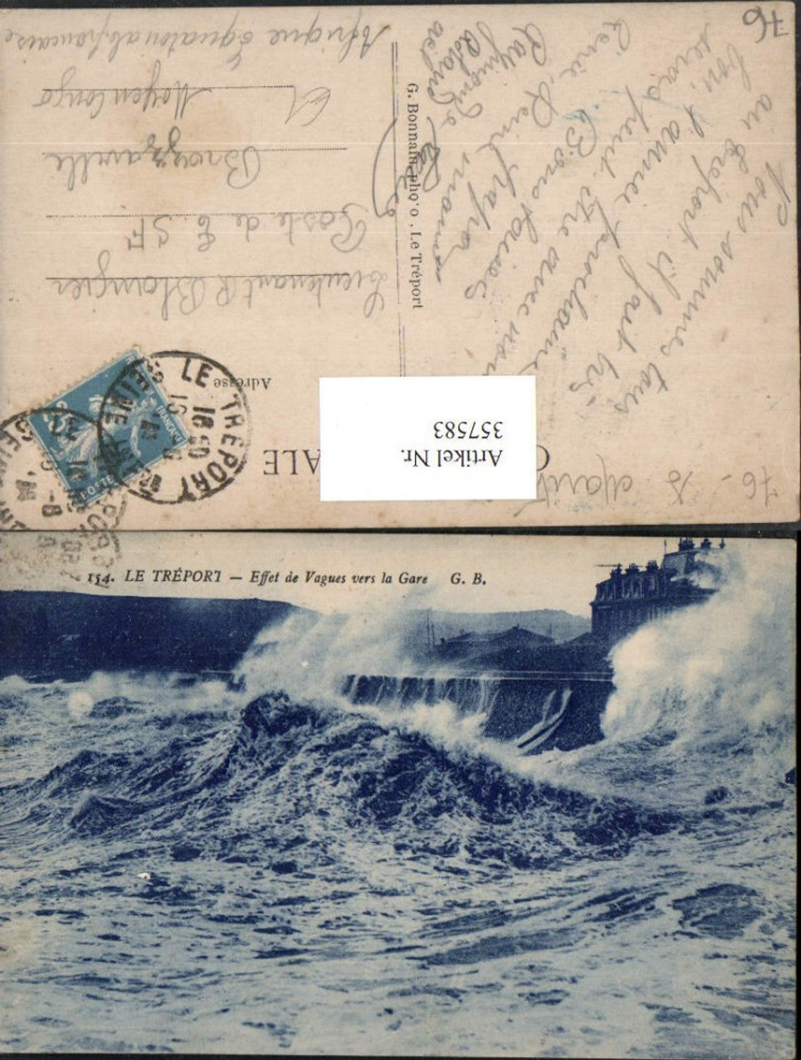 357583,Haute-Normandie Seine-Maritime Le Treport Effet de Vagues vers la Gare Brandung