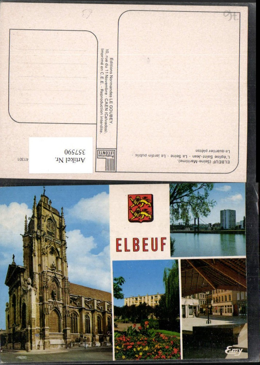 357590,Haute-Normandie Seine-Maritime Elbeuf Eglise Saint-Jean Kirche Jardin Public Mehrbildkarte