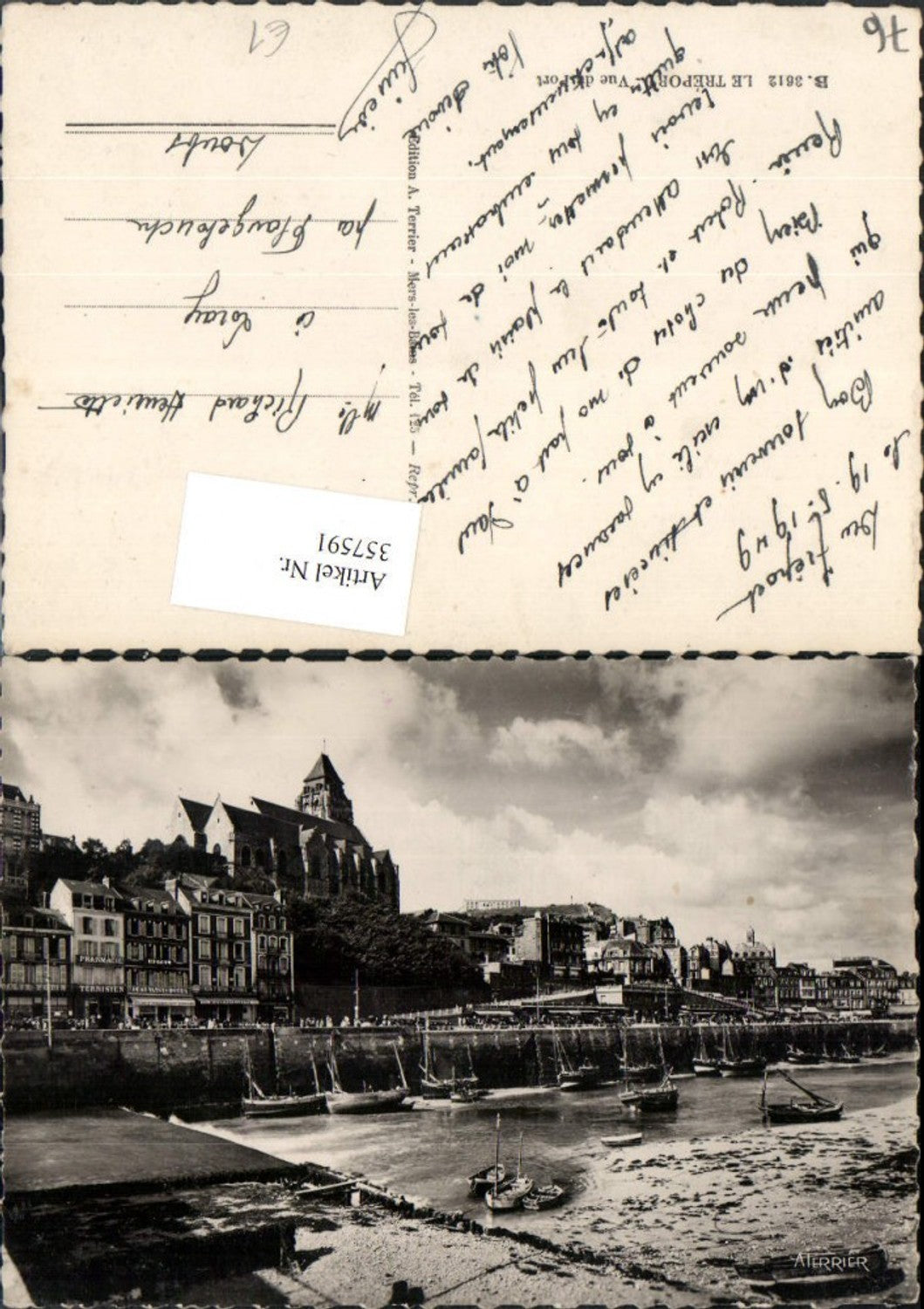 357591,Haute-Normandie Seine-Maritime Le Treport Vue du Port Teilansicht Kirche Hafen