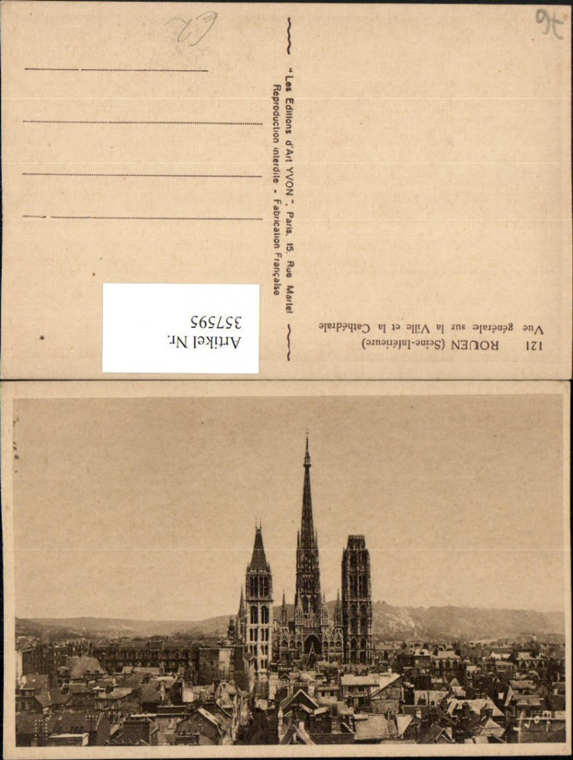 357595,Haute-Normandie Seine-Maritime Rouen Vue generale sur la Ville et la Cathedrale Totale