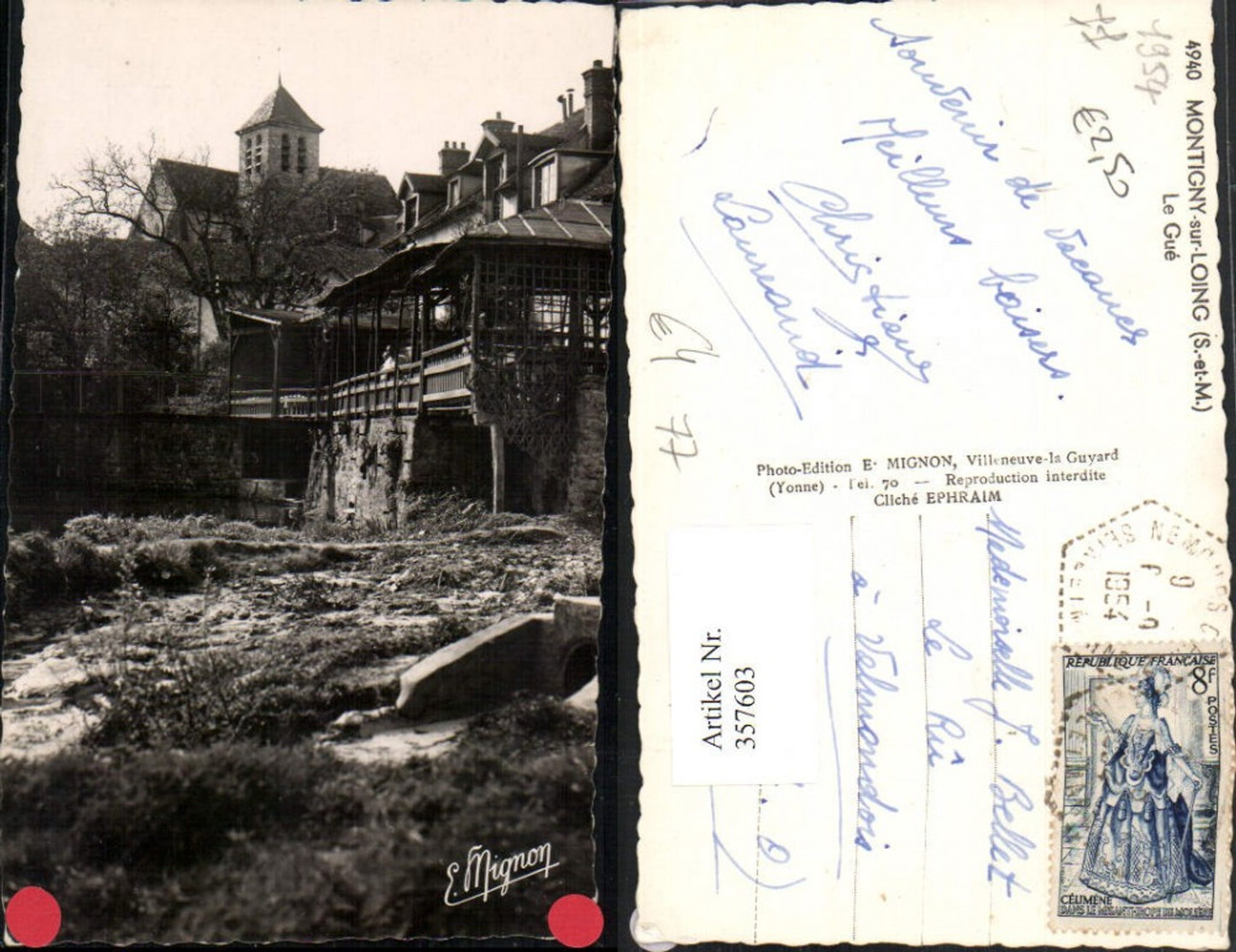357603,Ile-de-France Seine-et-Marne Montigny-sur-Loing Le Gue Blick zur Kirche