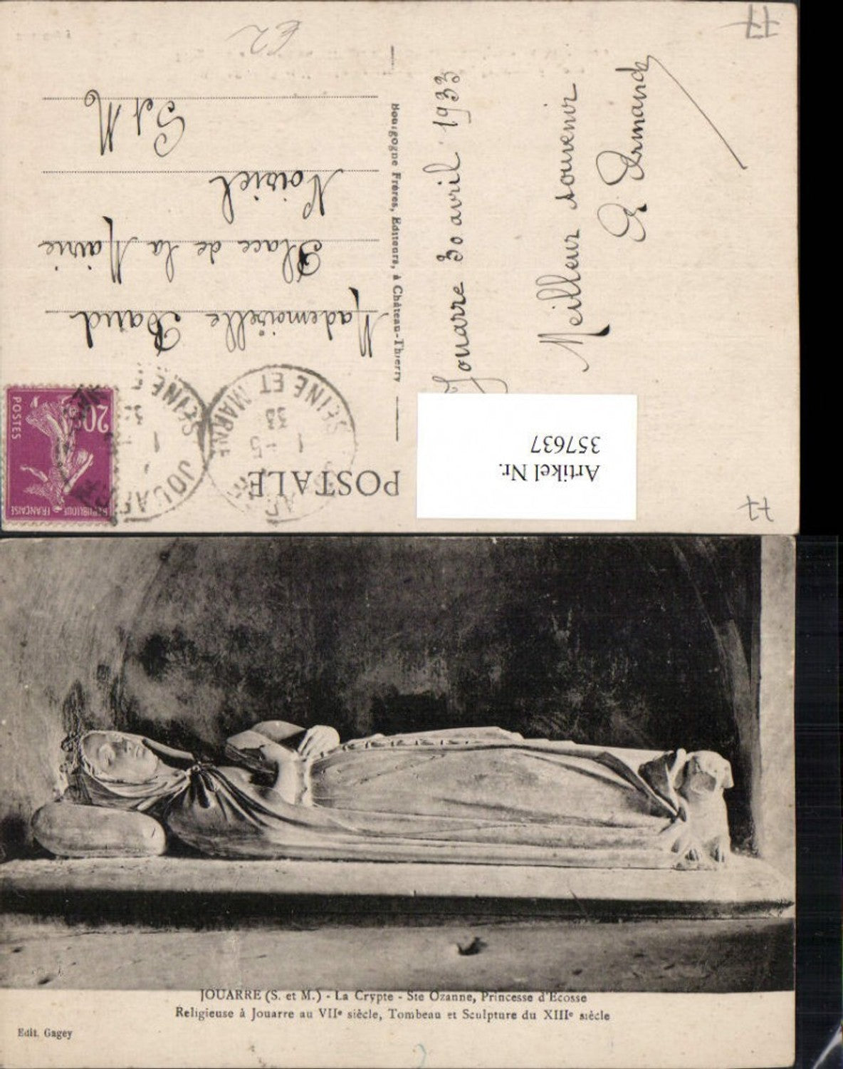 357637,Ile-de-France Seine-et-Marne Jouarre La Crypte Ste Ozanne Princess d'Ecosse Tomb
