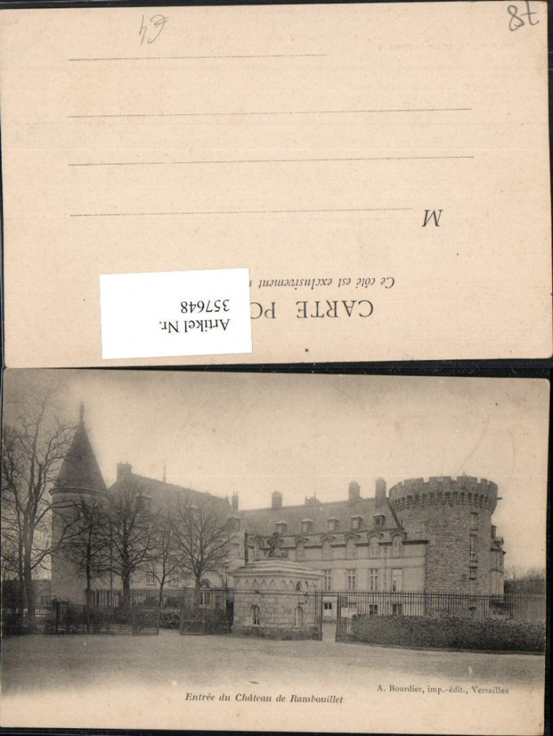 357648,Ile-de-France Yvelines Rambouillet Entree du Chateau Schloss Eingang