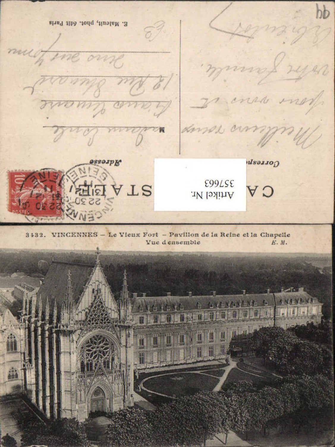 357663,Ile-de-France Val-de-Marne Vincennes Le Vieux Fort Pavillon de la Reine et la Chapelle Kirche