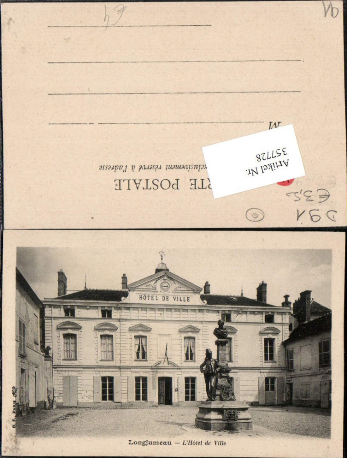 357728,Ile-de-France Essonne Longjumeau L'Hotel de Ville Rathaus Denkmal Büste